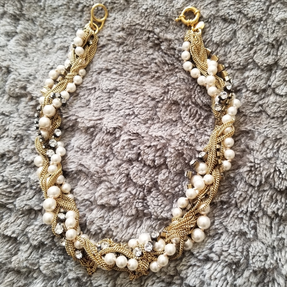 J. Crew Pearl and Rhinestone Necklace